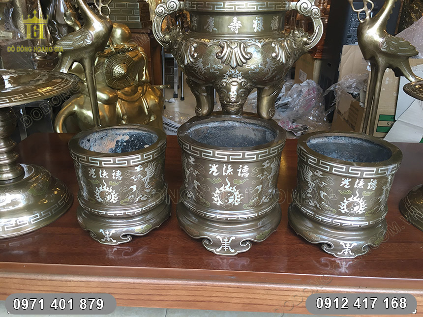Bộ ba b&aacute;t hương khảm tam kh&iacute;